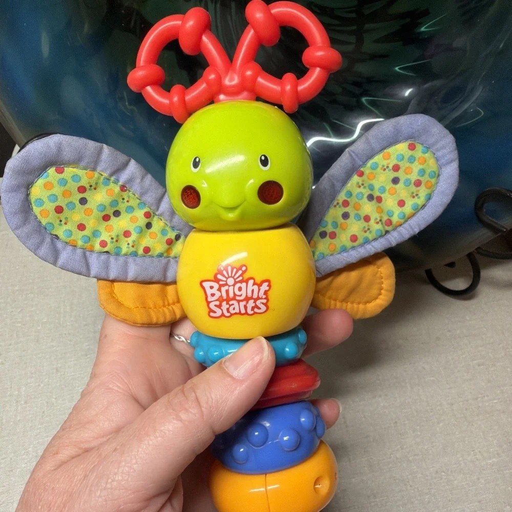 Bright Starts Twisty Bug dragonfly butterfly take along  baby toy rattle lights
